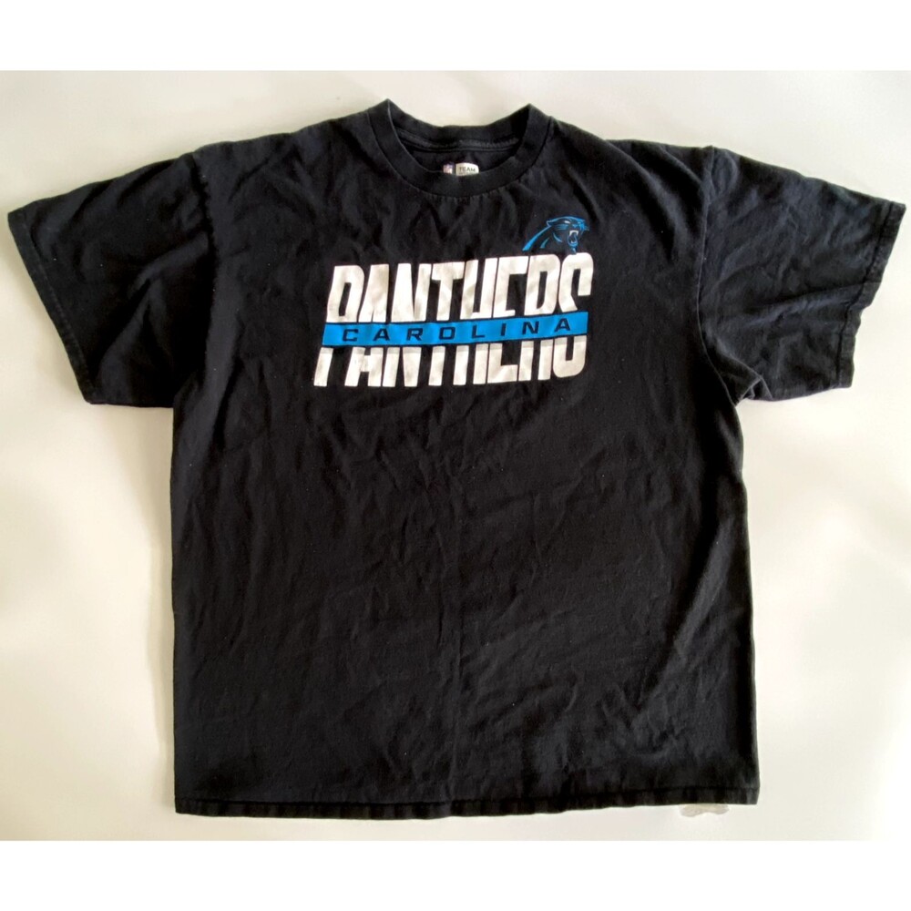 NFL Team Apparel Carolina Panthers T-Shirt Mens XL Black Cotton Graphic Tee